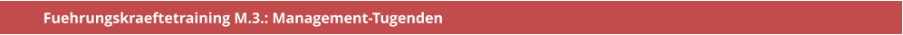 Fuehrungskraeftetraining M.3.: Management-Tugenden
